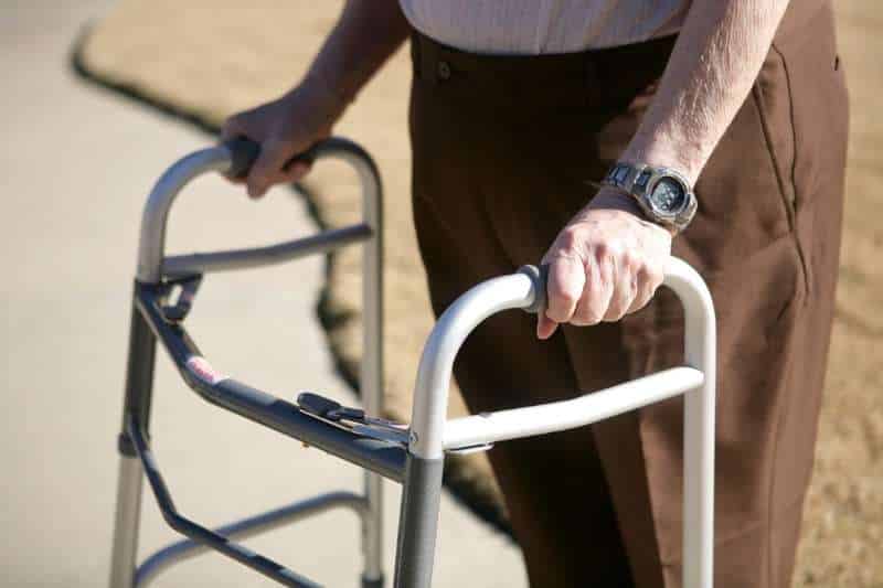 person using a walker outdoors